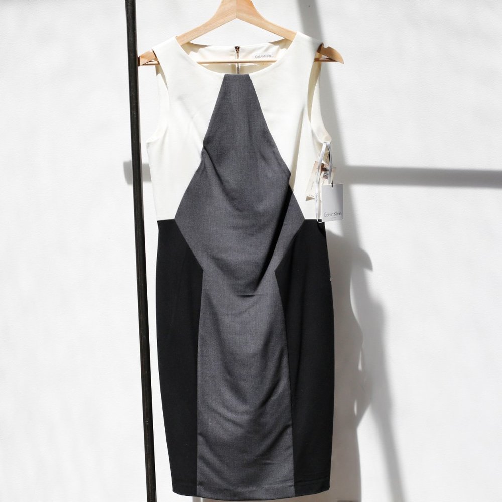 Calvin Klein Black/White/Grey shift dress